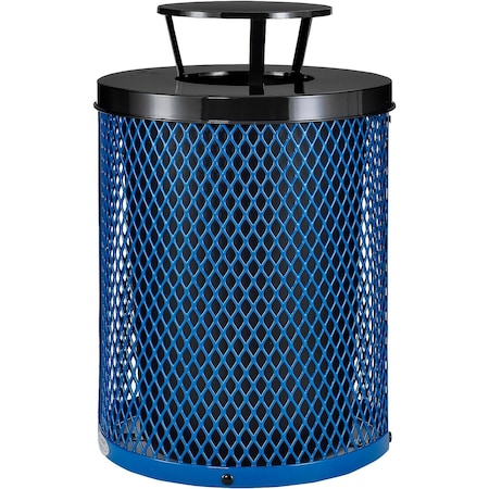 Global Industrial Round Outdoor Can, Blue, Steel, 23-1/2 in 261926BL